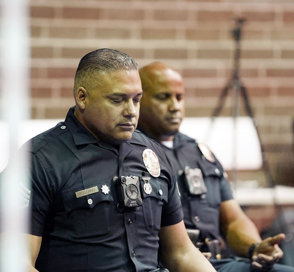 Officers practicing SKY Breath Meditation